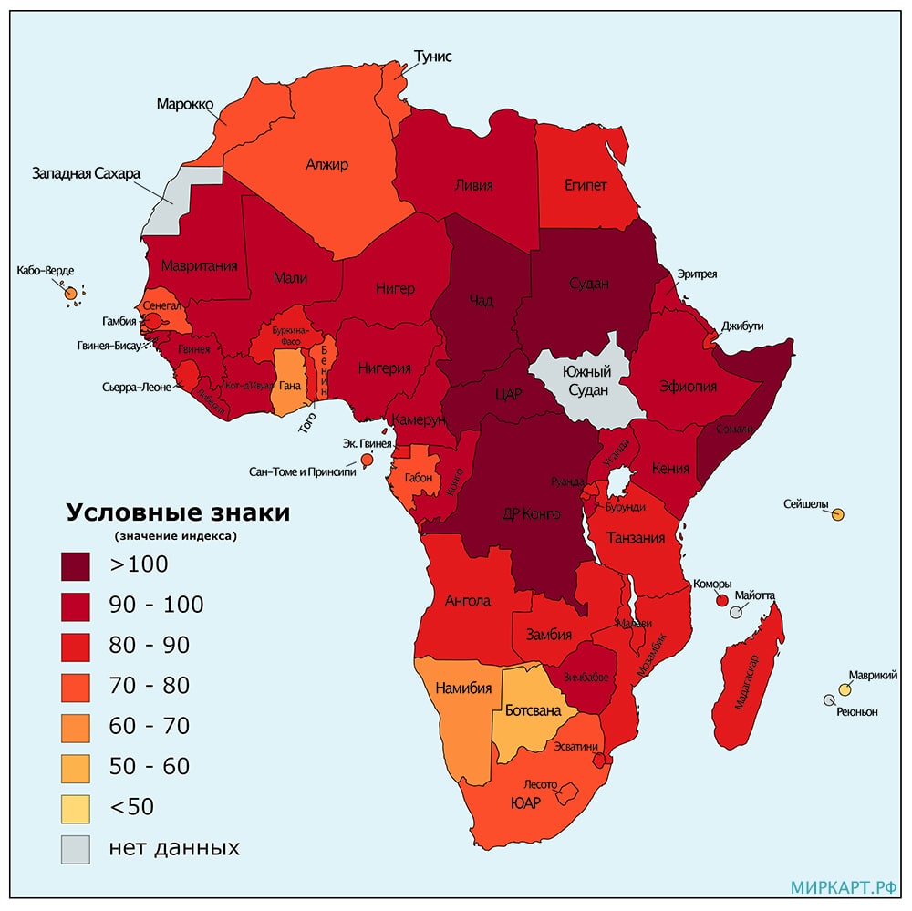 карта африки по хрупкости (уязвимости) государств